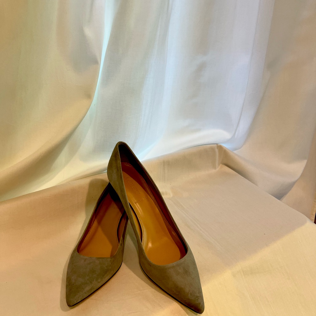 Jcrew Gray Dulcimer Suede Kitten Heels